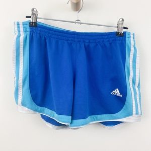Adidas blue & white track athletic shorts Sz S